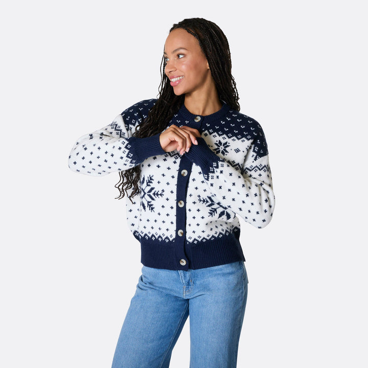 Women's Blue Christmas Cardigan
