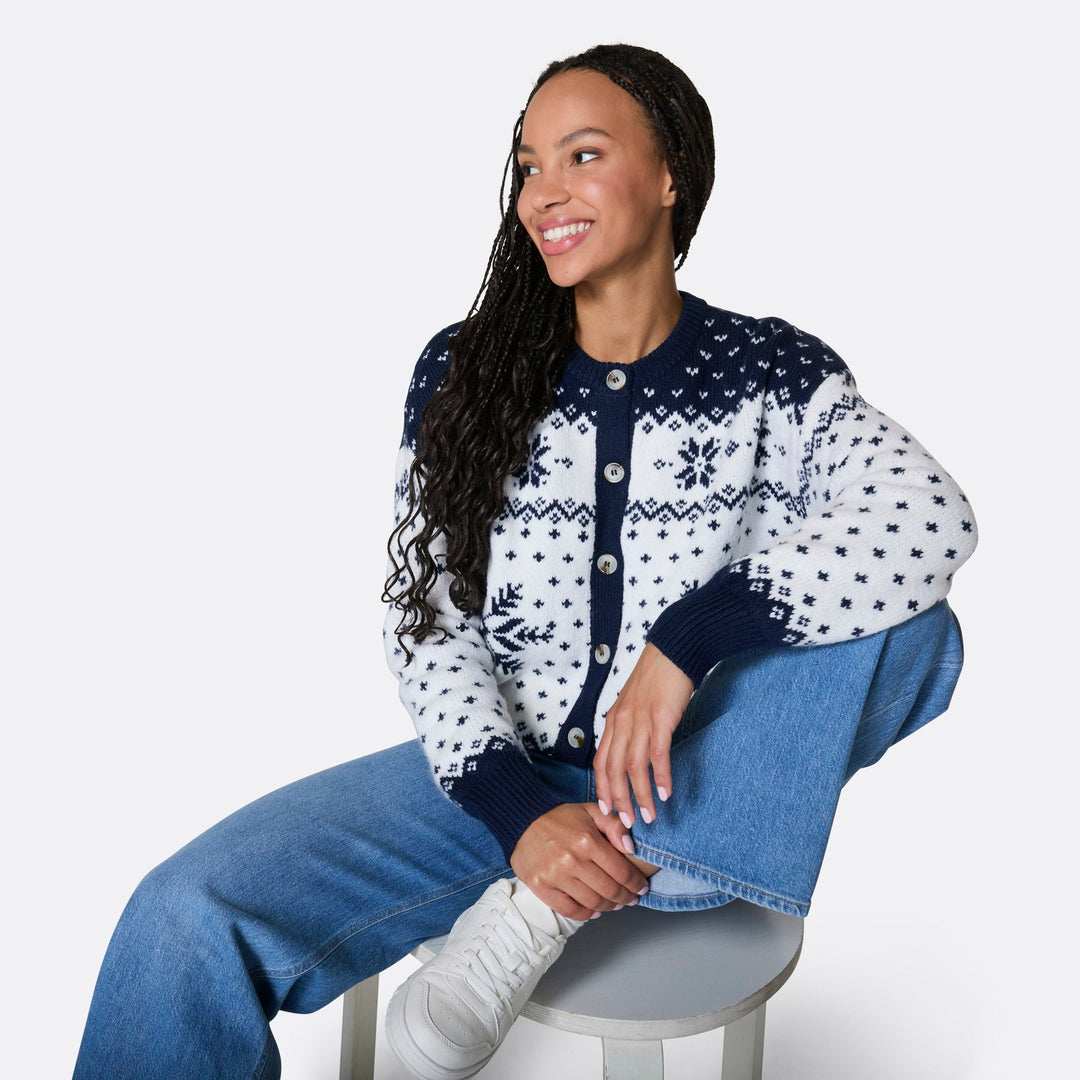 Women's Blue Christmas Cardigan