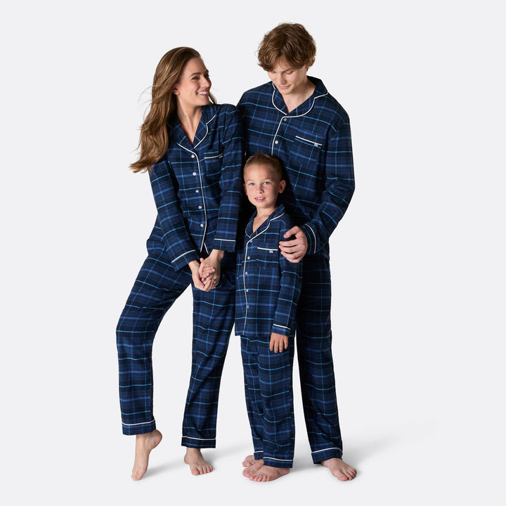 Blue Flannel Christmas Pyjamas Family