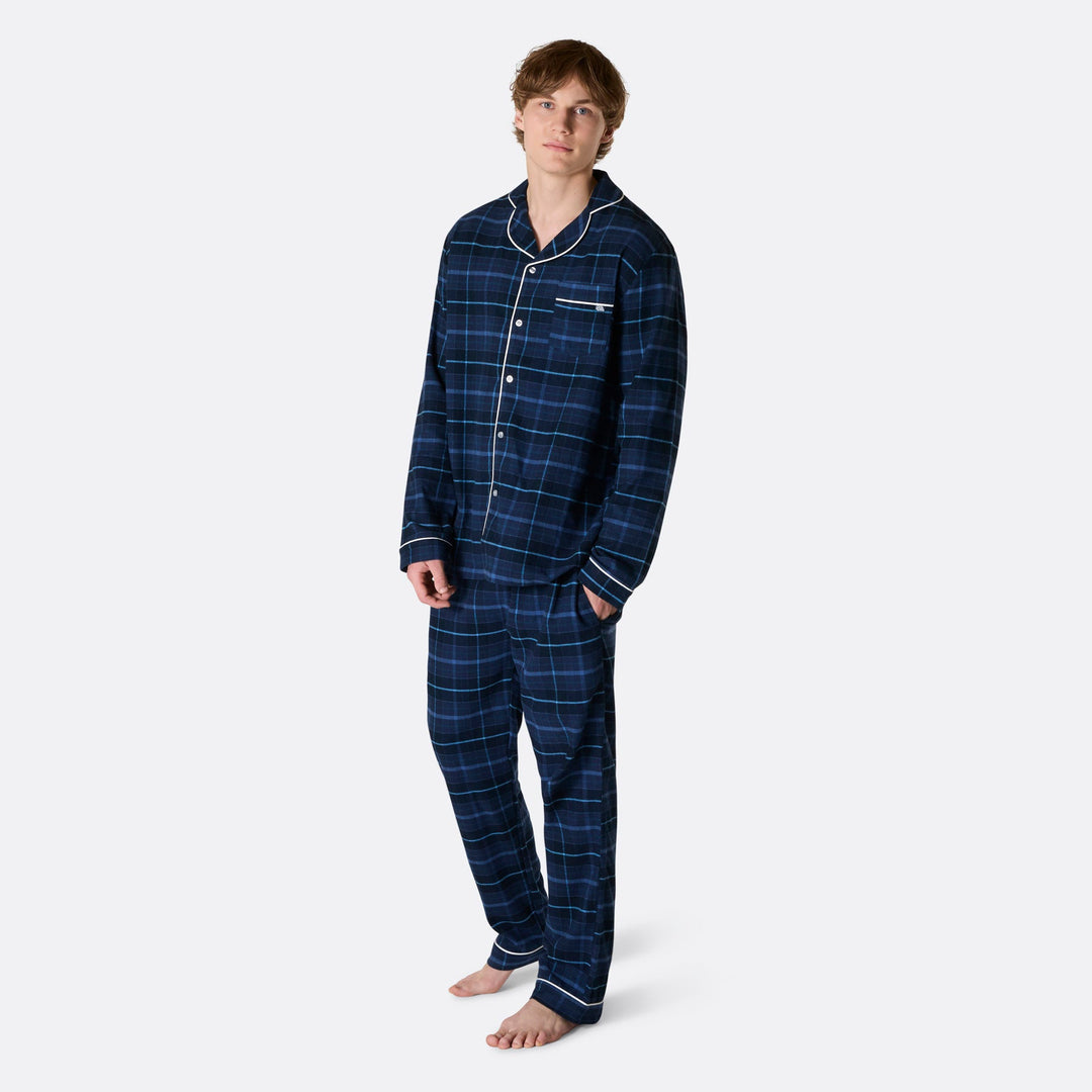 Men's Blue Flannel Christmas Pyjamas
