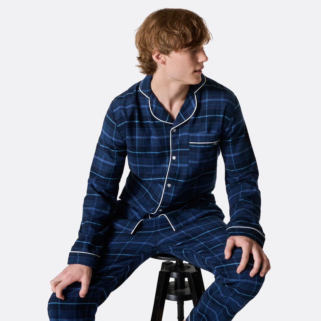 Men's Blue Flannel Christmas Pyjamas