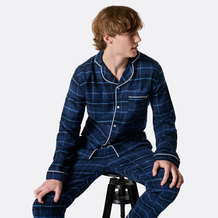 Blue Flannel Christmas Pyjamas Family