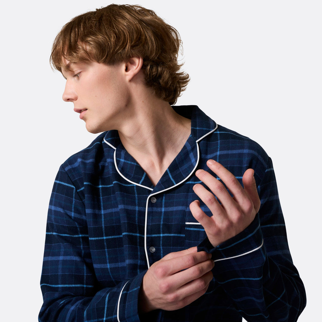 Men's Blue Flannel Christmas Pyjamas