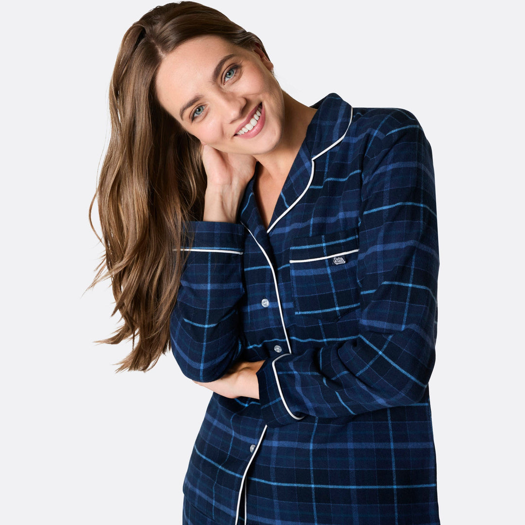 Women's Blue Flannel Christmas Pyjamas