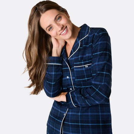 Women's Blue Flannel Christmas Pyjamas