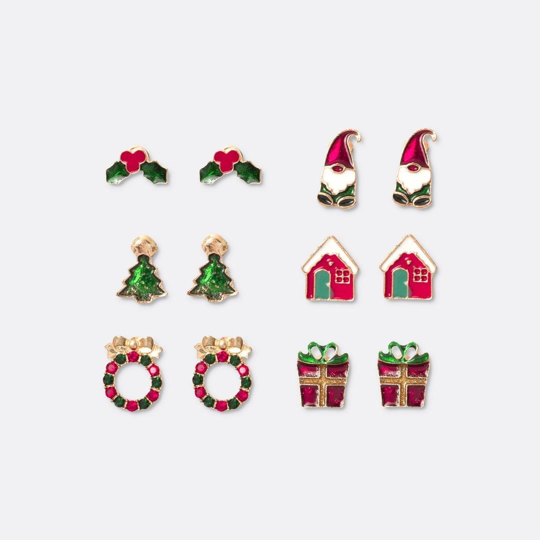 6-Pack Small Christmas Earrings