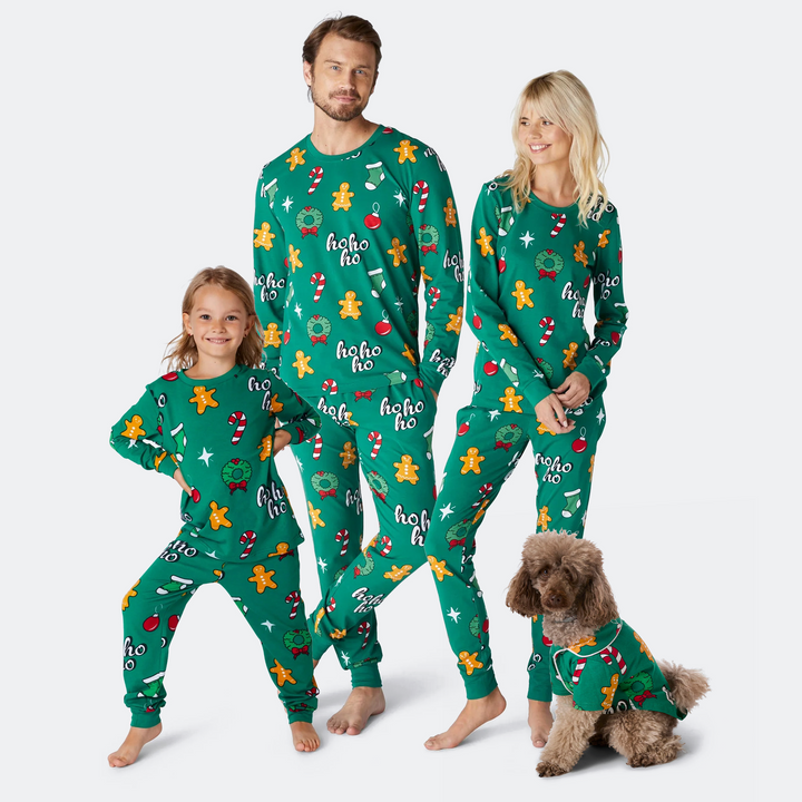 Matching Family Christmas Pyjamas - Green Hohoho