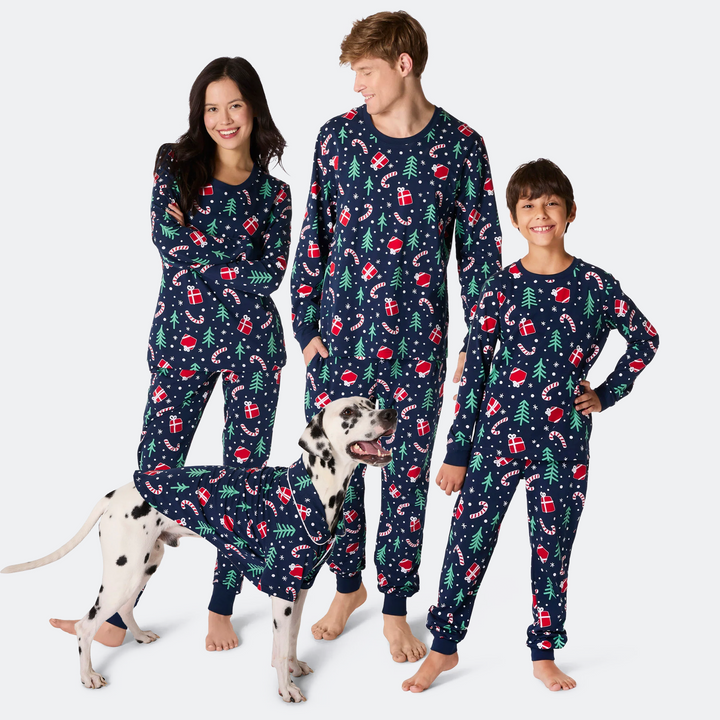 Matching Family Christmas Pyjamas - Blue Christmas Pattern