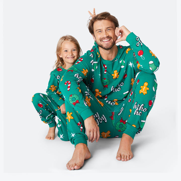 Matching Family Christmas Pyjamas - Green Hohoho