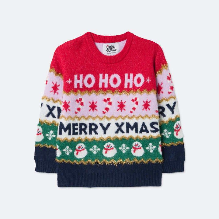 Kids' Christmas Stripes Oversized Christmas Sweater