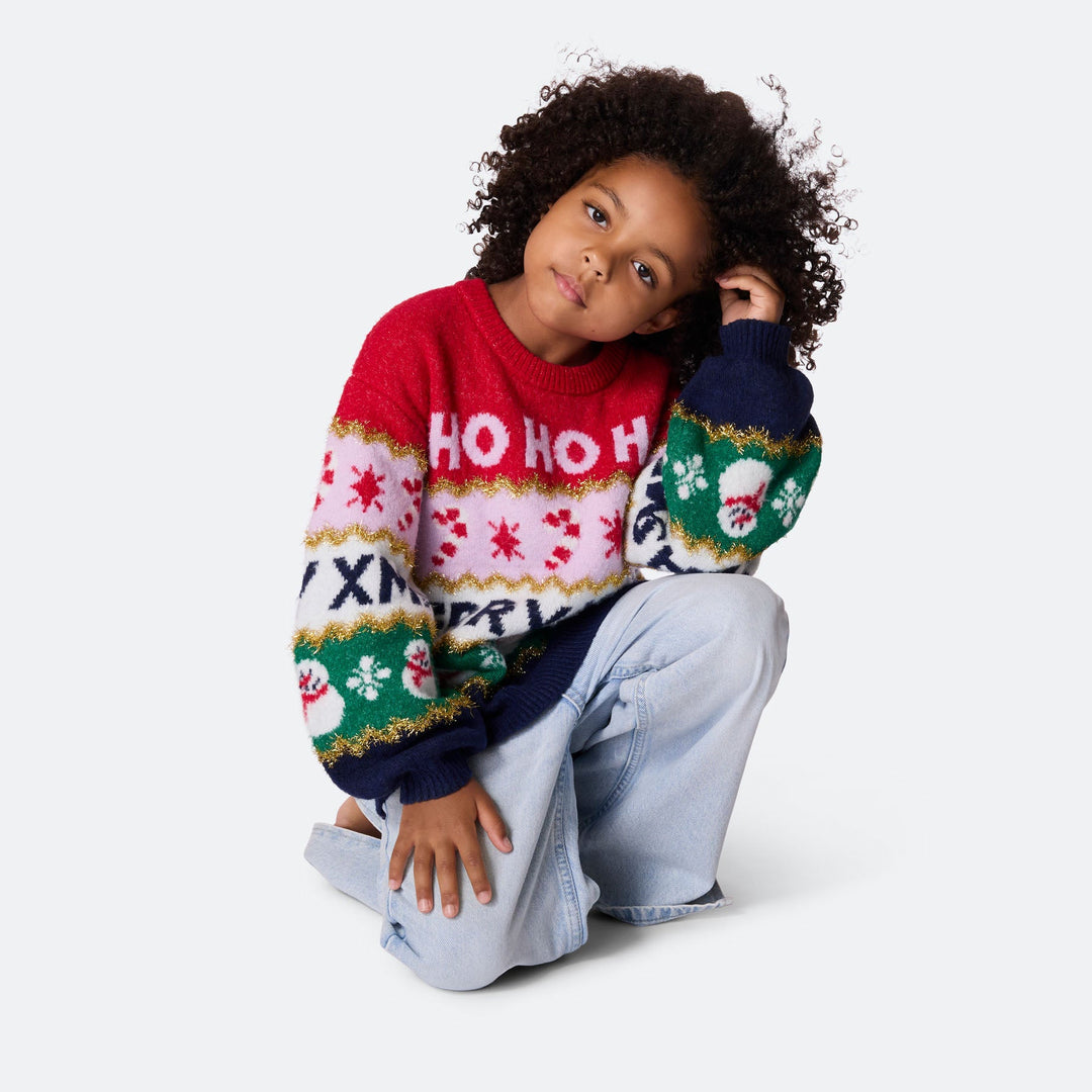 Kids' Christmas Stripes Oversized Christmas Sweater