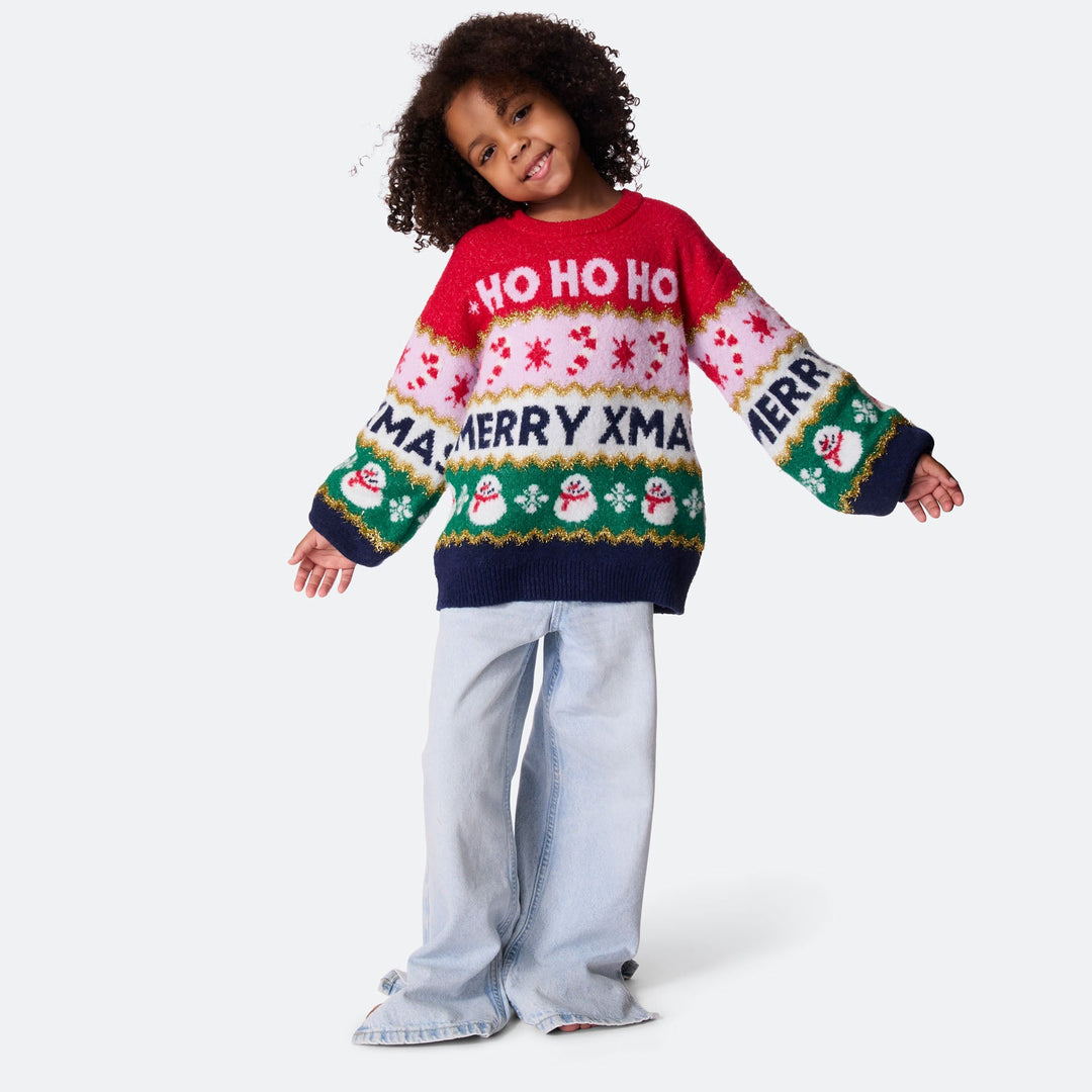Kids' Christmas Stripes Oversized Christmas Sweater