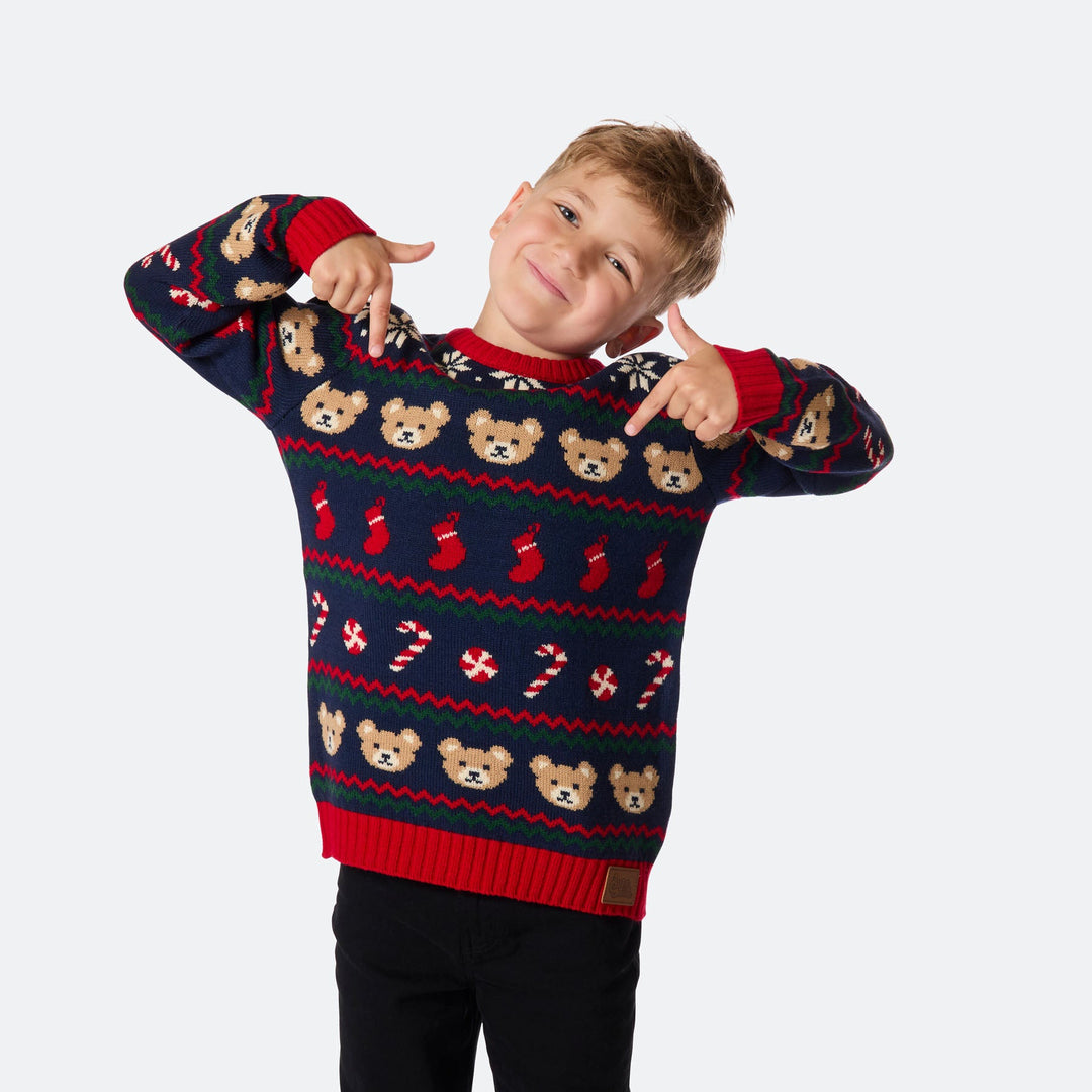 Kids' Teddy Bear Christmas Sweater