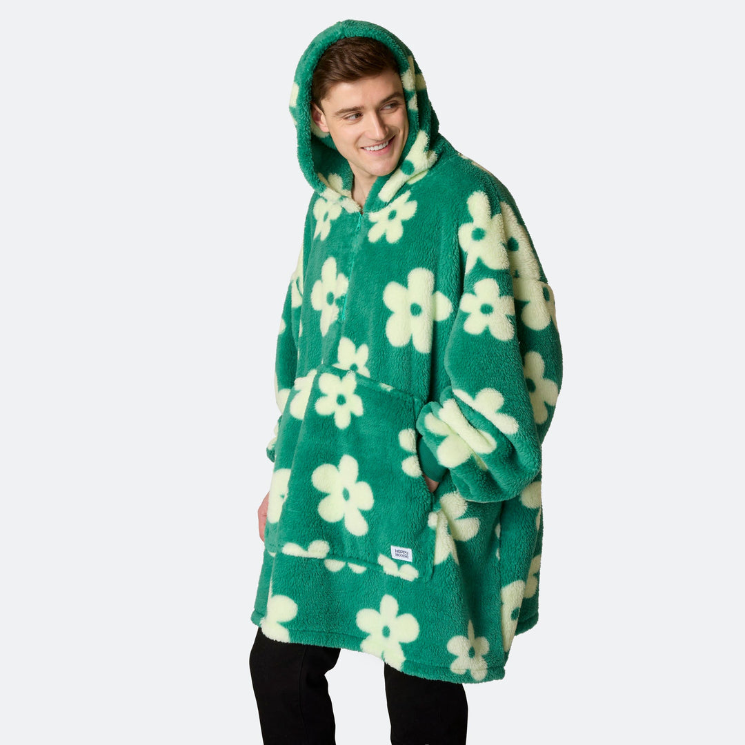 Flowers Green Teddy HappyHoodie