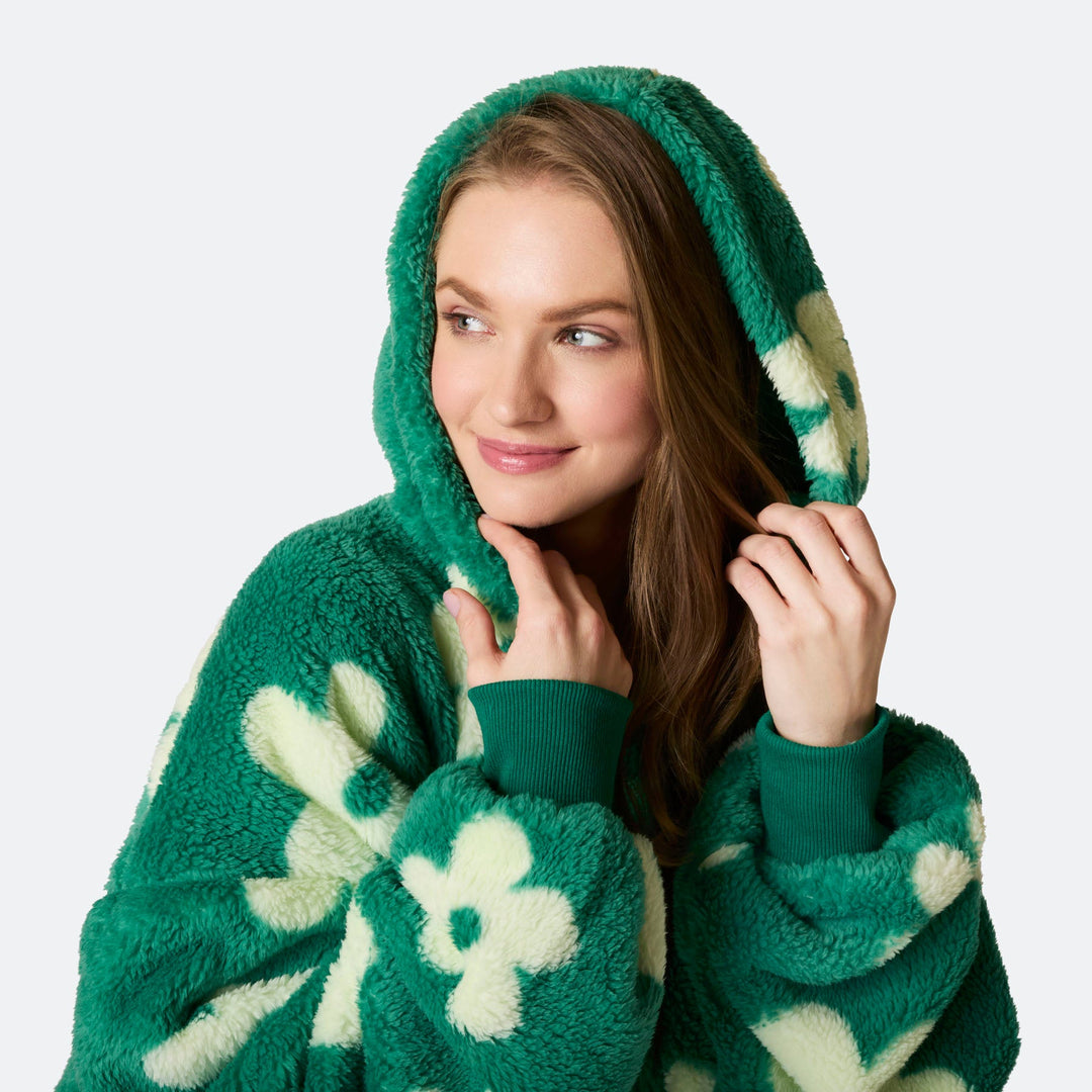 Flowers Green Teddy HappyHoodie