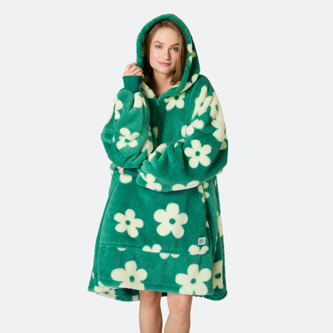 Flowers Green Teddy HappyHoodie