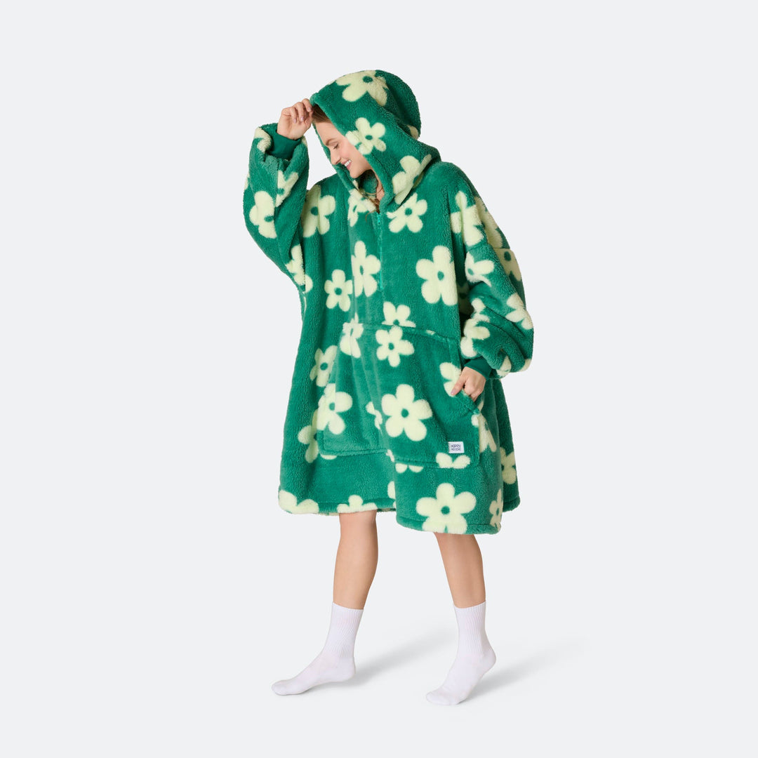 Flowers Green Teddy HappyHoodie