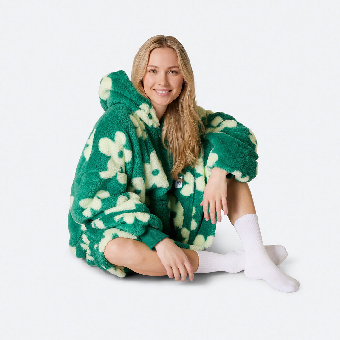 Flowers Green Teddy HappyHoodie