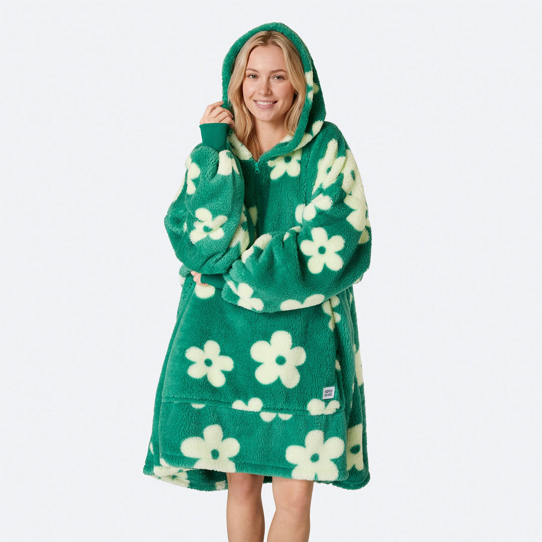 Flowers Green Teddy HappyHoodie