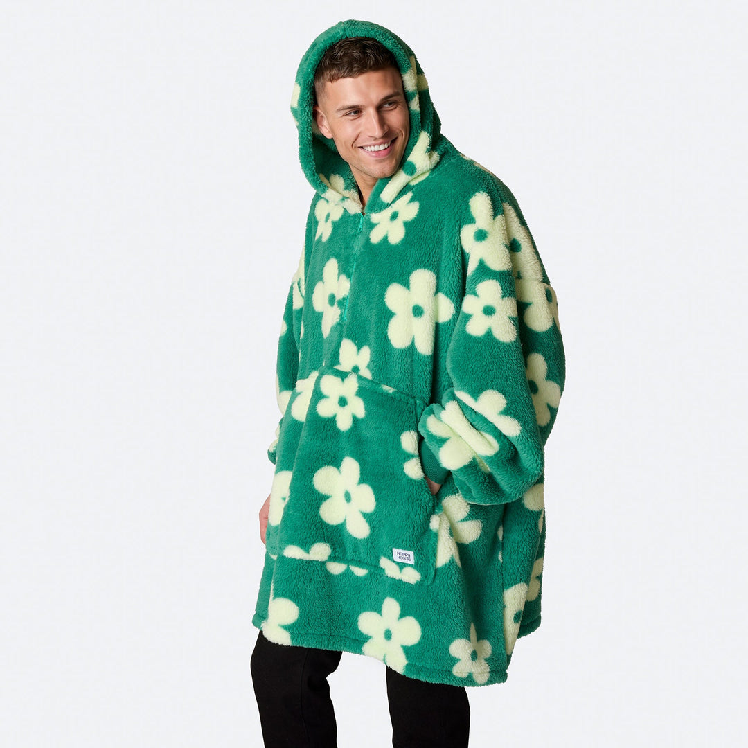 Flowers Green Teddy HappyHoodie