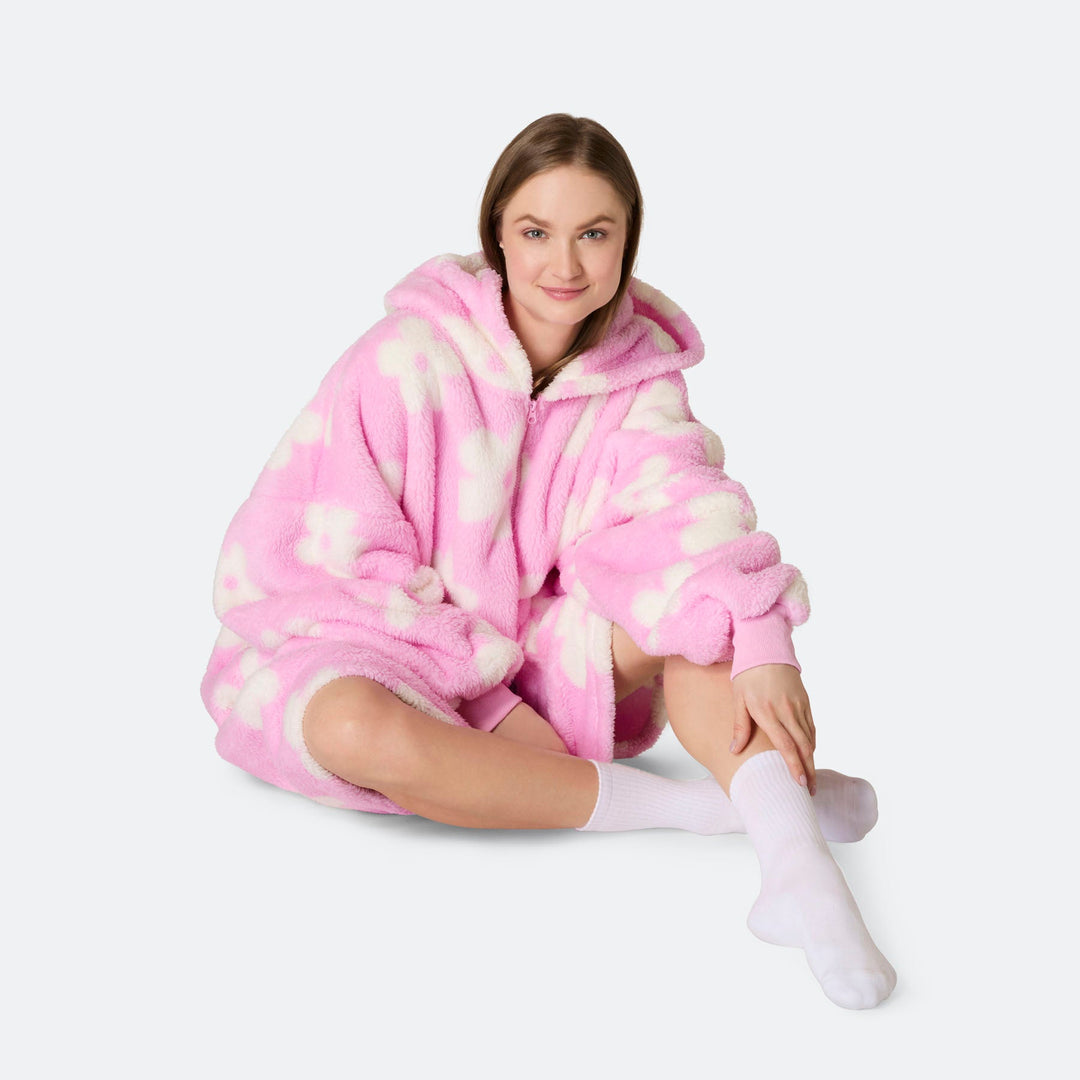 Flowers Pink Teddy HappyHoodie