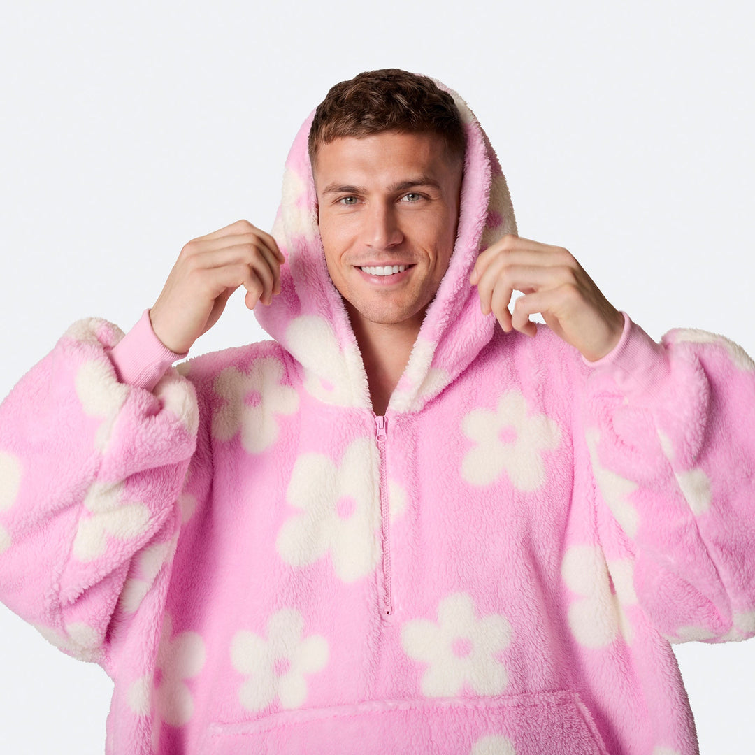 Flowers Pink Teddy HappyHoodie
