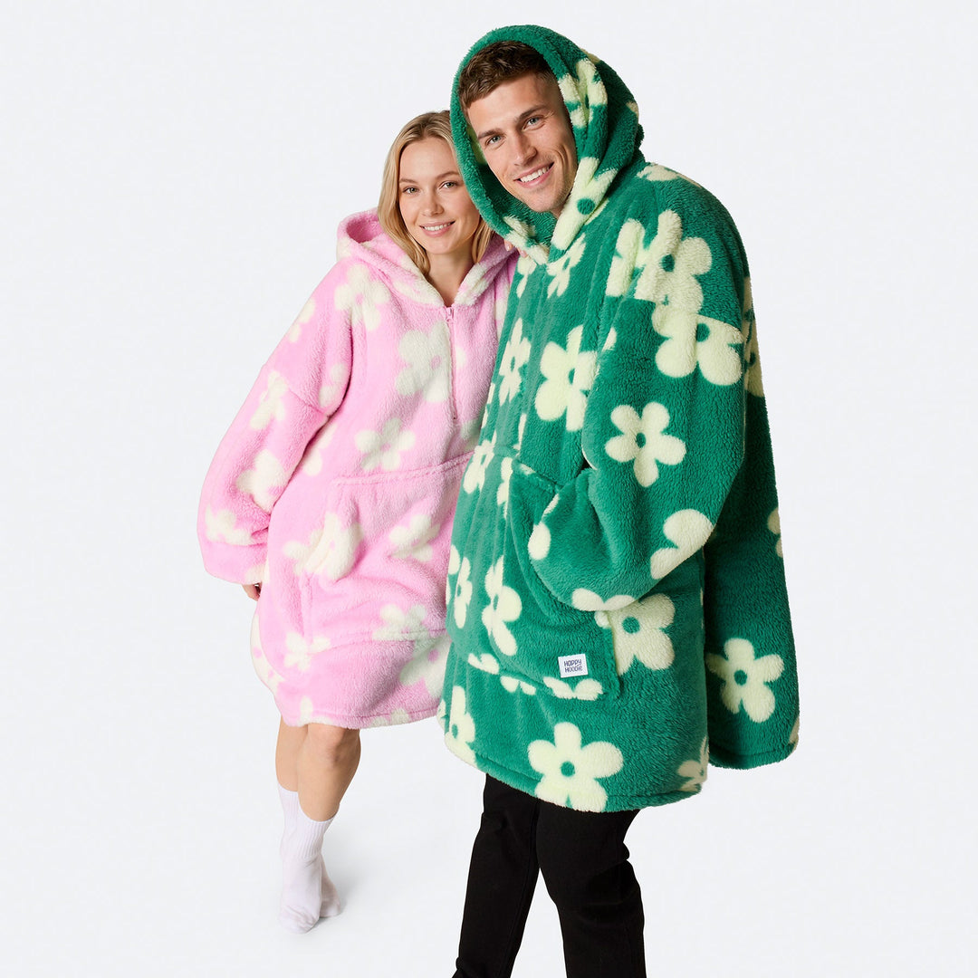 Flowers Green Teddy HappyHoodie