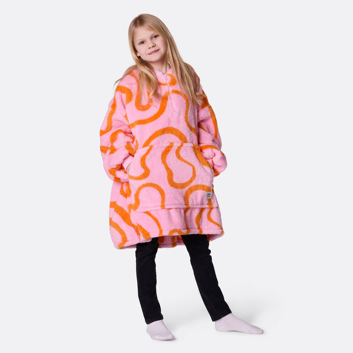 Kids' Pink Wavy Teddy HappyHoodie