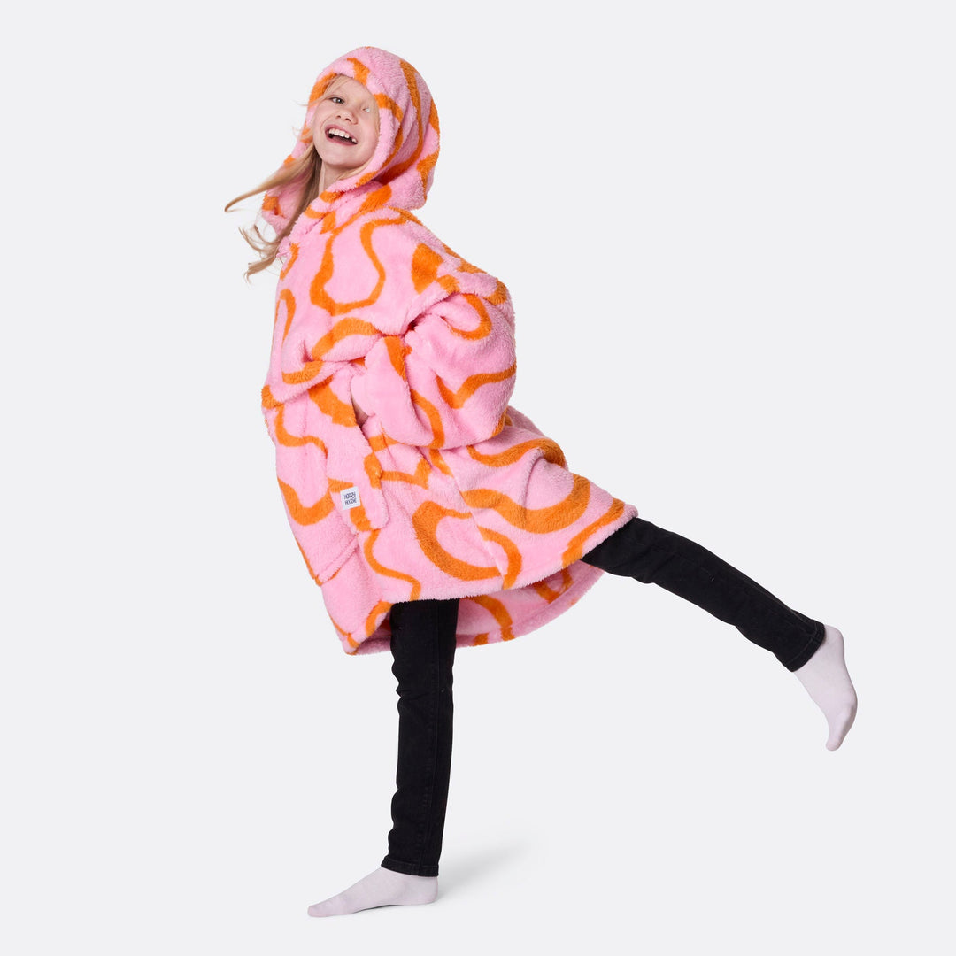 Kids' Pink Wavy Teddy HappyHoodie