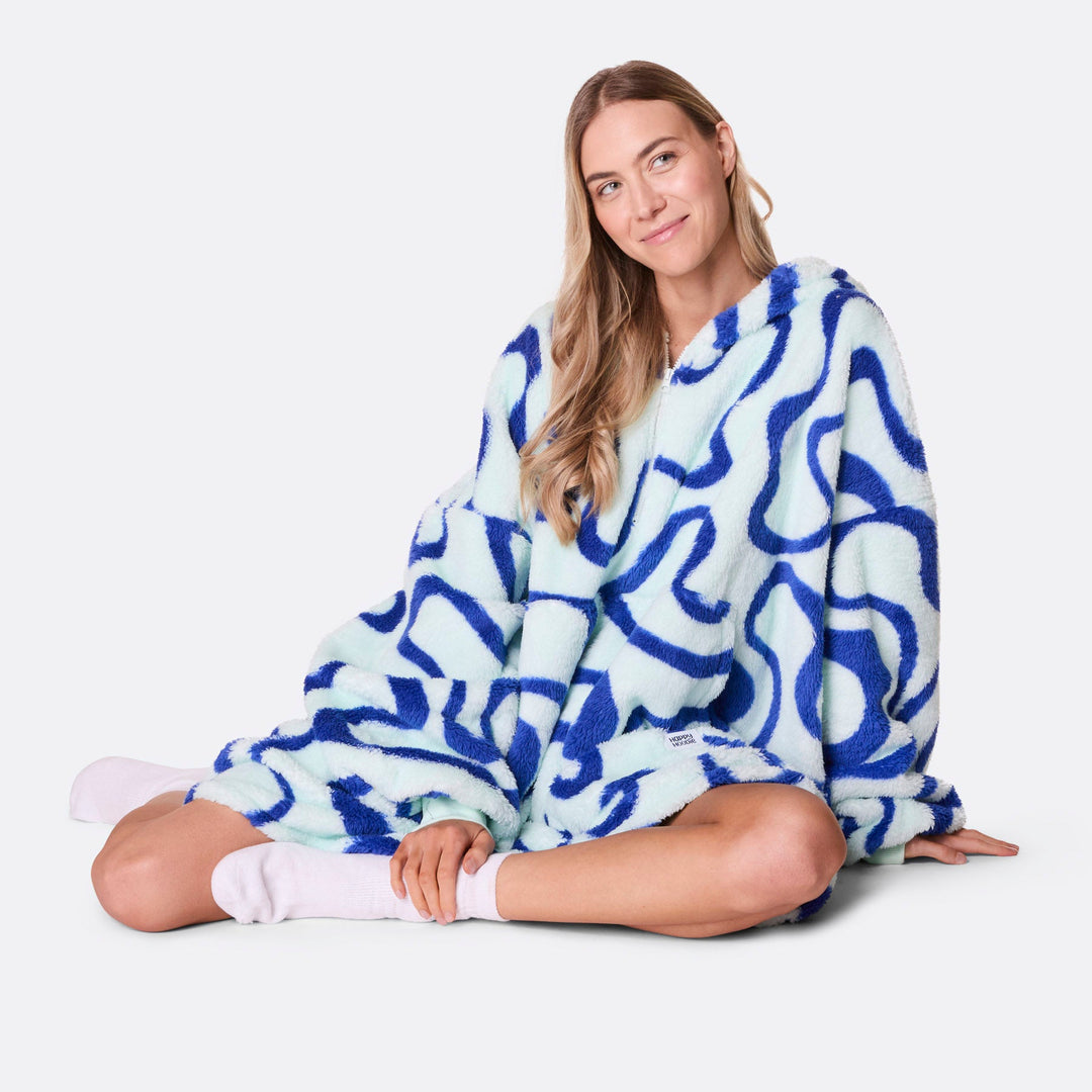 Blue Wavy Teddy HappyHoodie