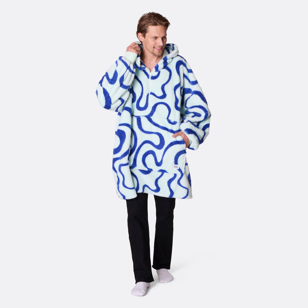 Blue Wavy Teddy HappyHoodie