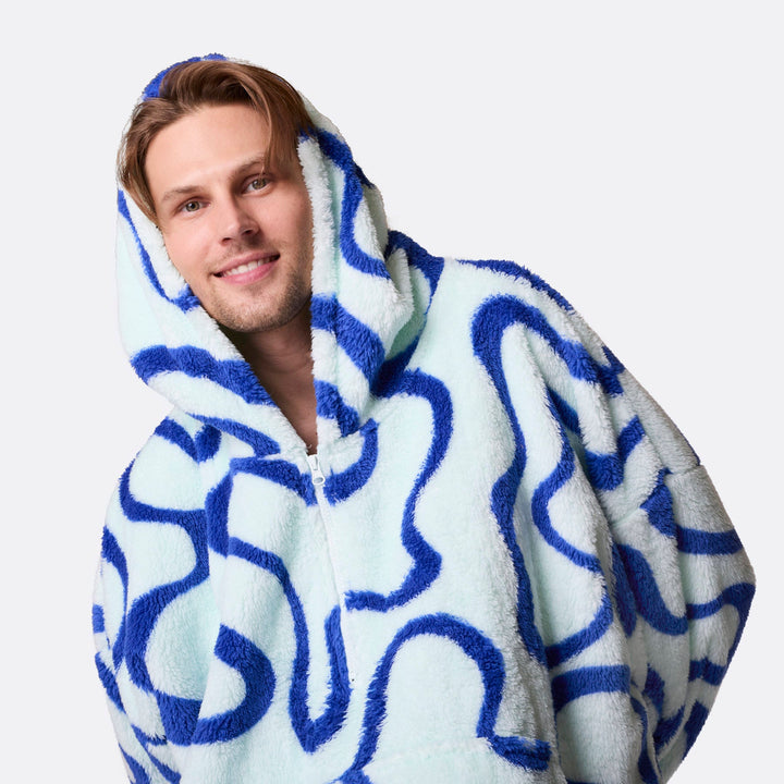 Blue Wavy Teddy HappyHoodie
