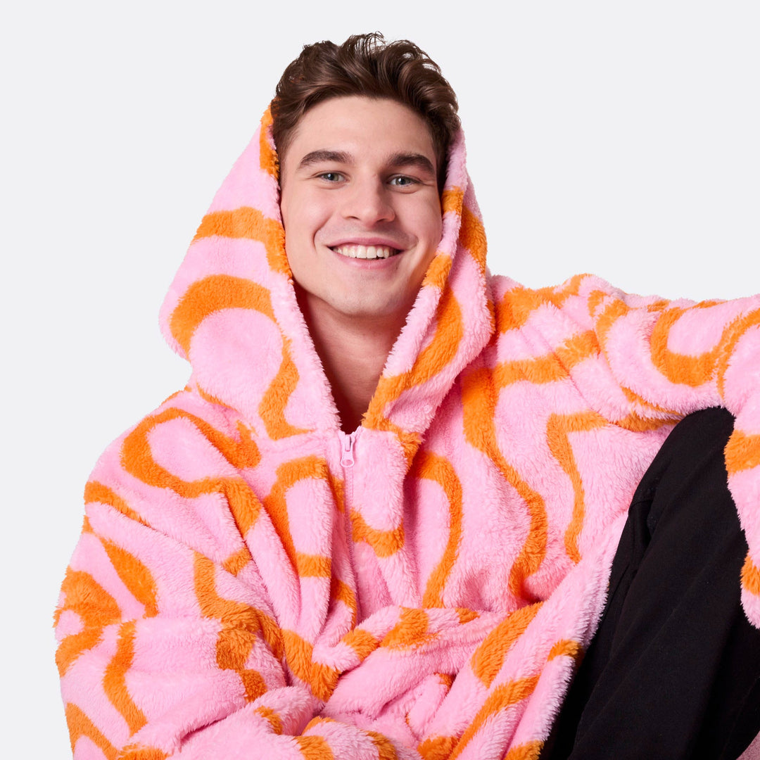 Pink Wavy Teddy HappyHoodie