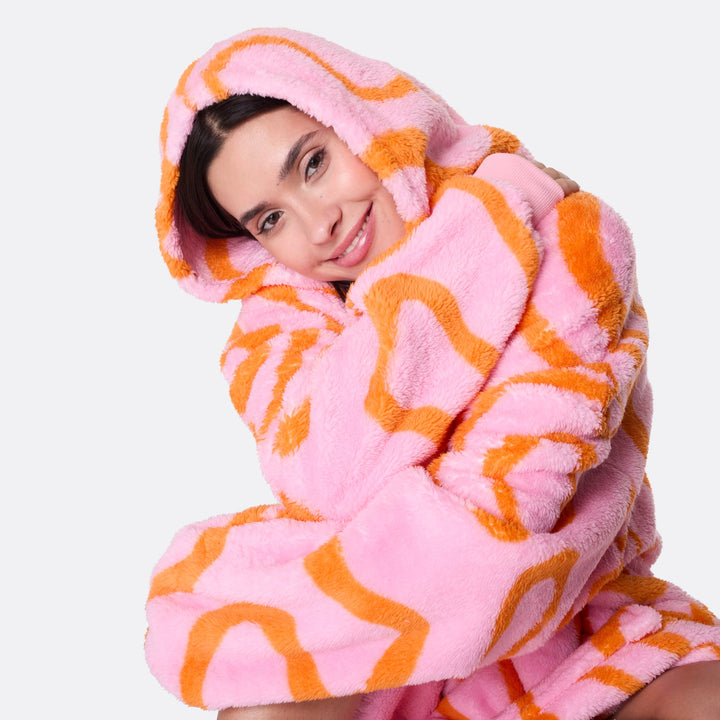 Pink Wavy Teddy HappyHoodie