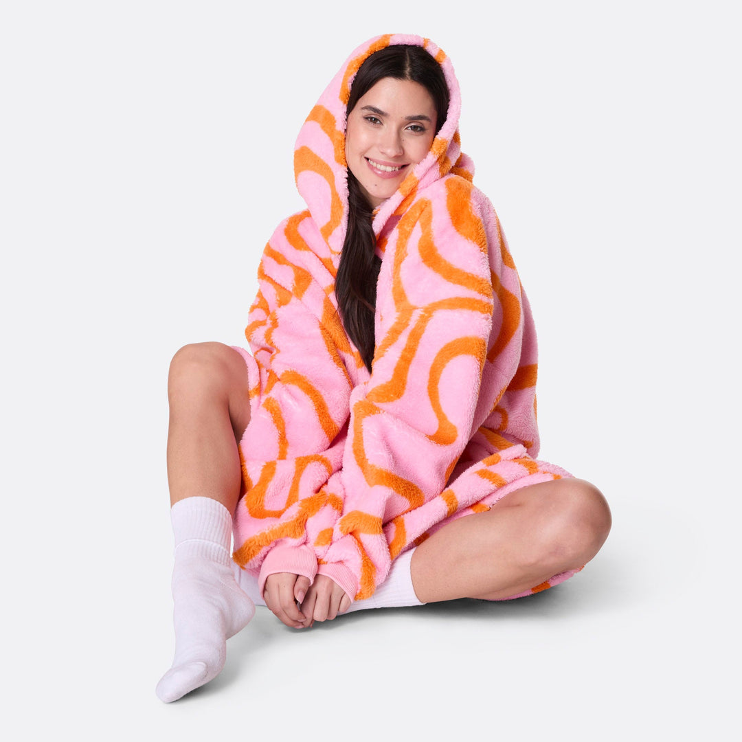 Pink Wavy Teddy HappyHoodie