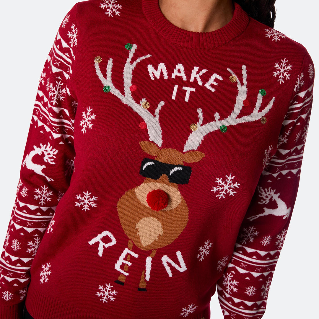 Women's Make it Rein Christmas Sweater