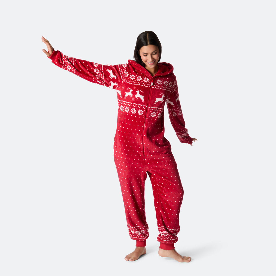 Women's Red Christmas Onesie