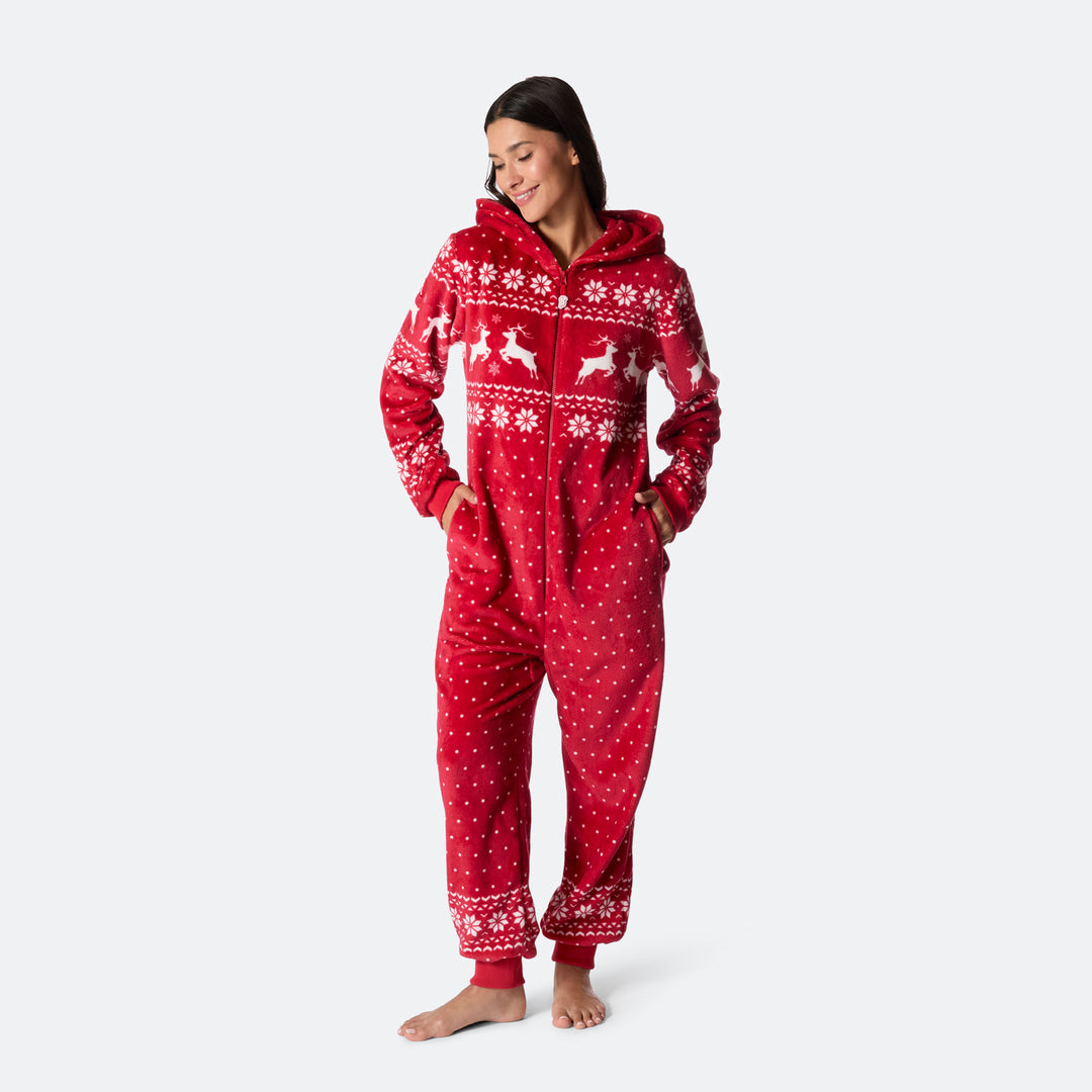 Women's Red Christmas Onesie
