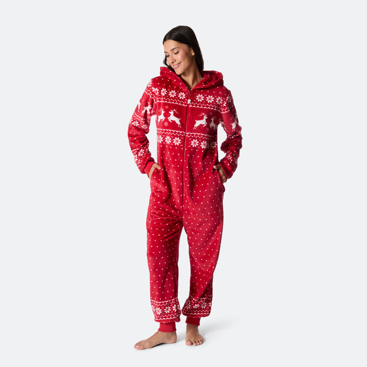 Women's Red Christmas Onesie