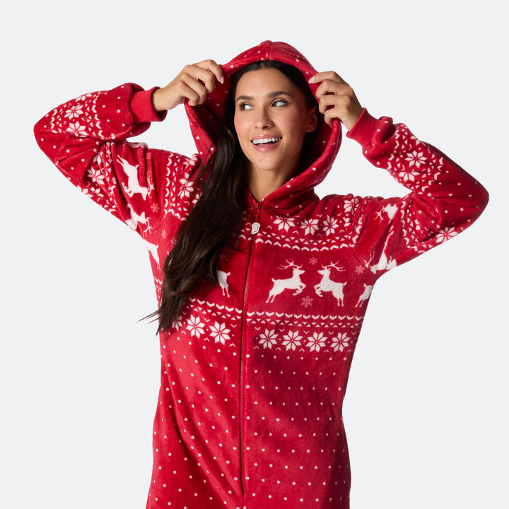 Women's Red Christmas Onesie