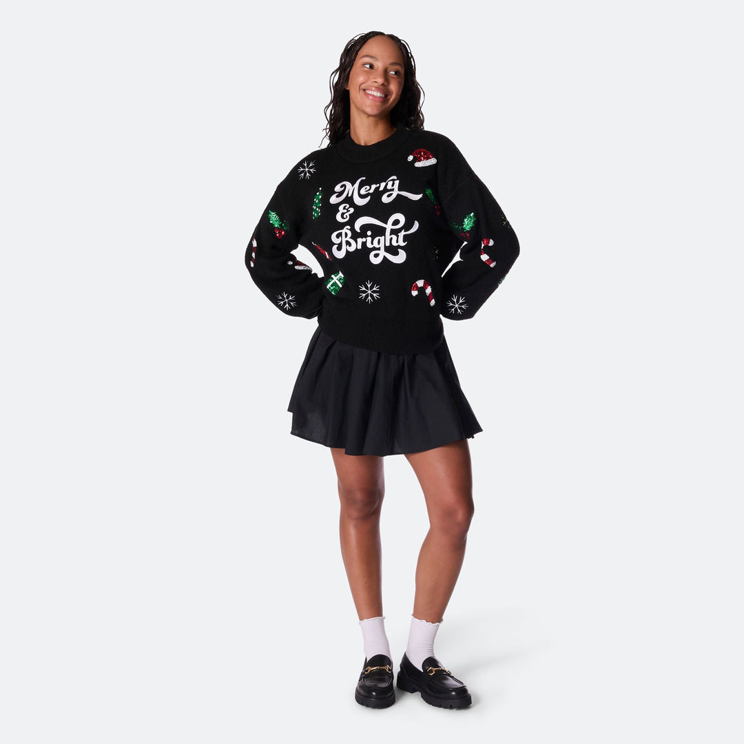 Women's Merry & Bright Oversized Christmas Sweater