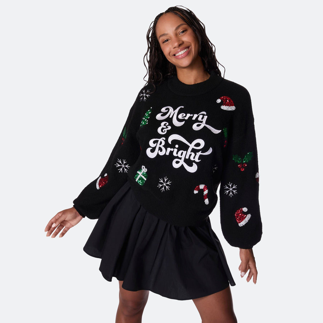 Women's Merry & Bright Oversized Christmas Sweater