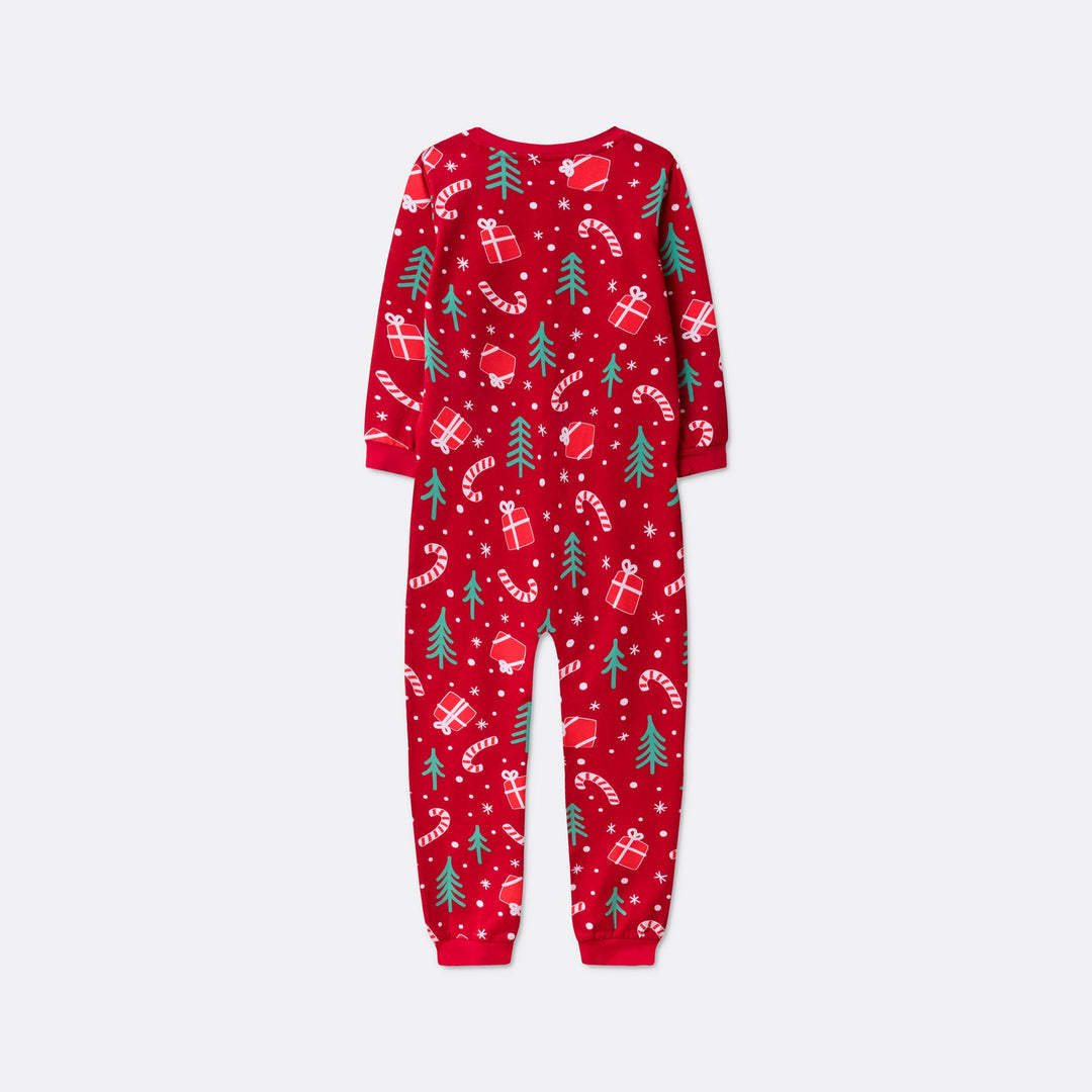 Kids' Red Christmas Pattern Overall Christmas Pyjamas