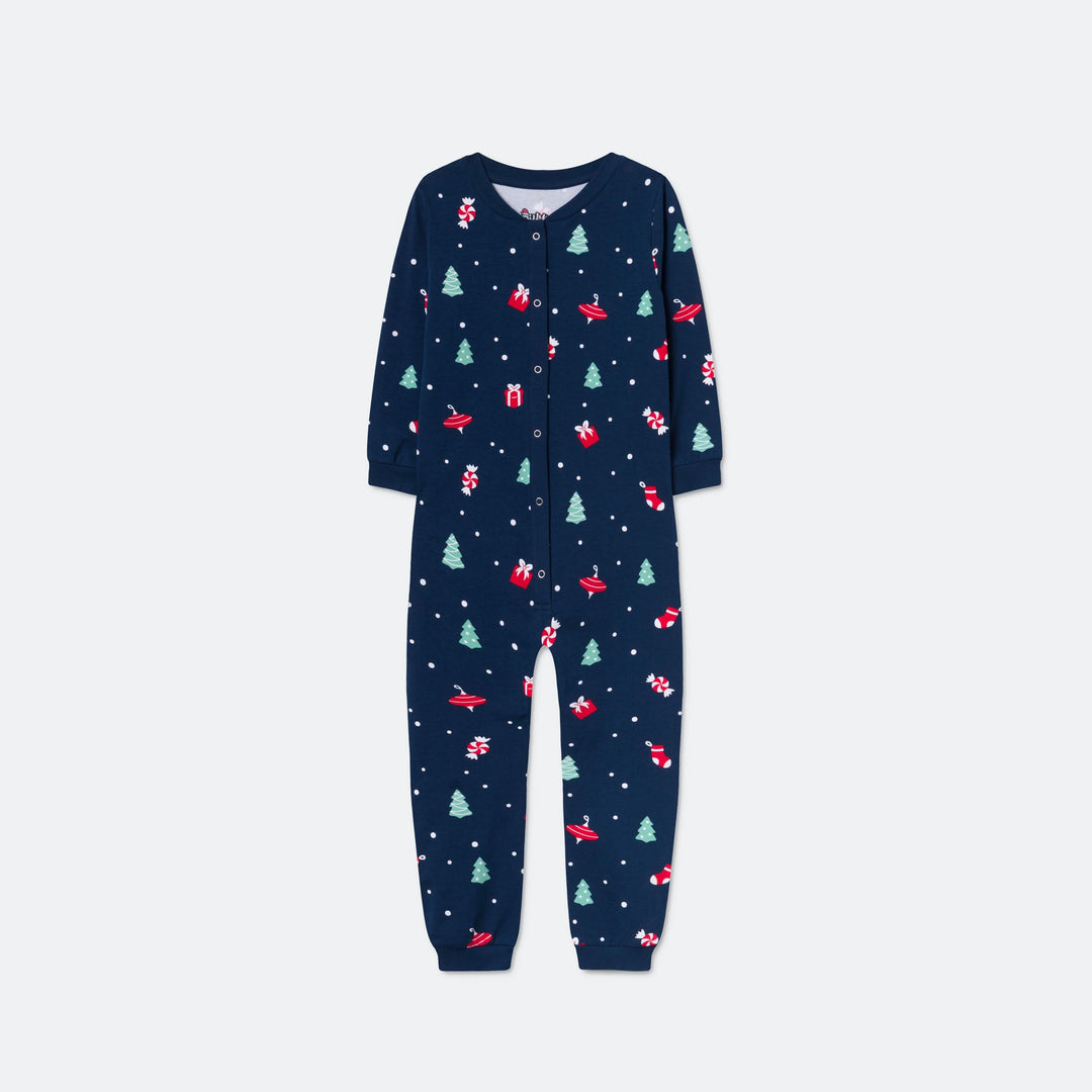 Kids' Blue Christmas Ornament Overall Christmas Pyjamas