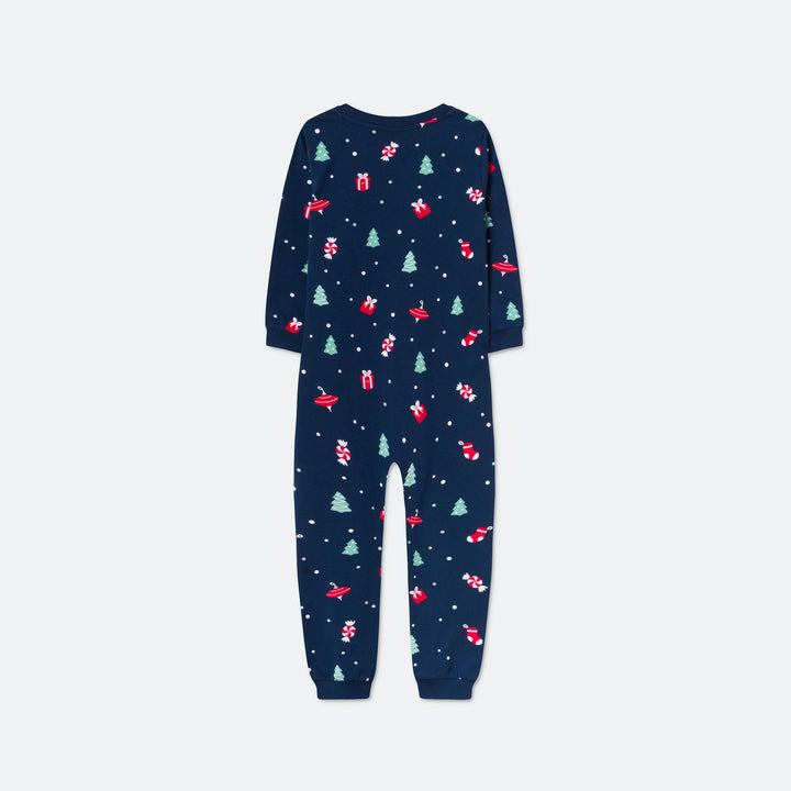 Kids' Blue Christmas Ornament Overall Christmas Pyjamas
