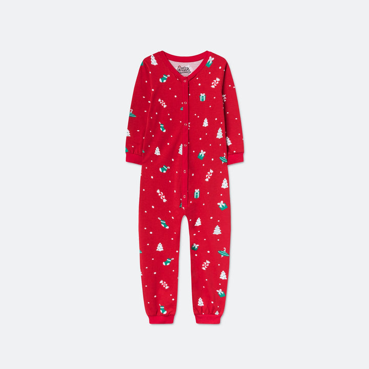 Kids' Red Christmas Ornament Overall Christmas Pyjamas