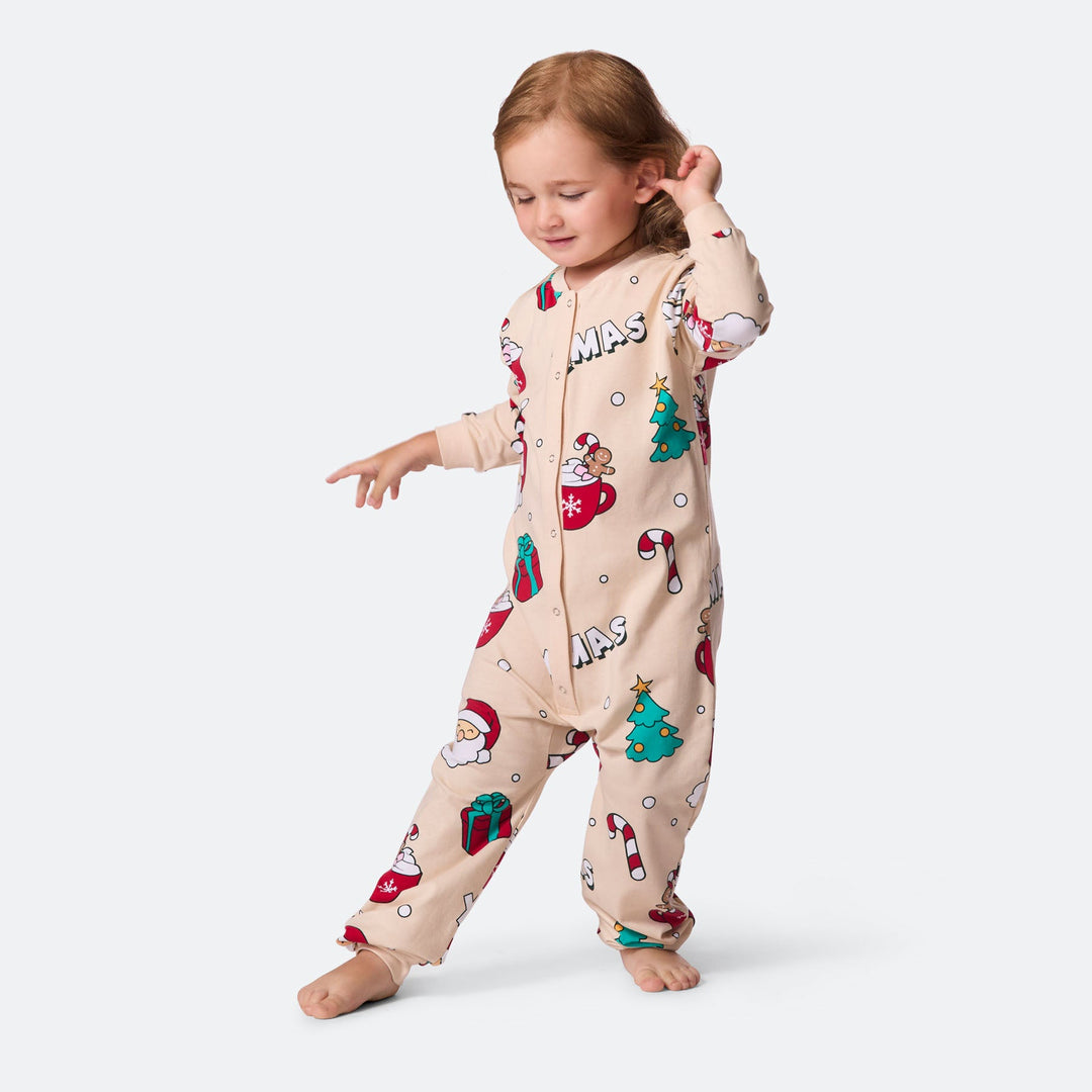 Kids' Beige Xmas Overall Christmas Pyjamas