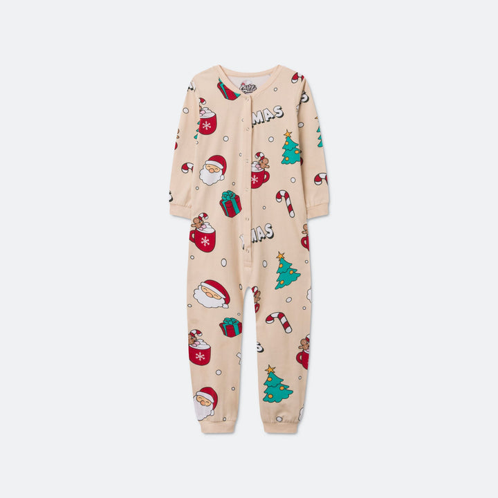 Kids' Beige Xmas Overall Christmas Pyjamas