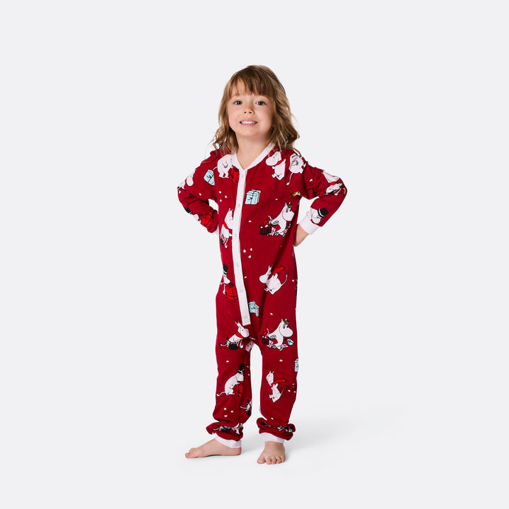 Kids' Red Moomin Overall Christmas Pyjamas