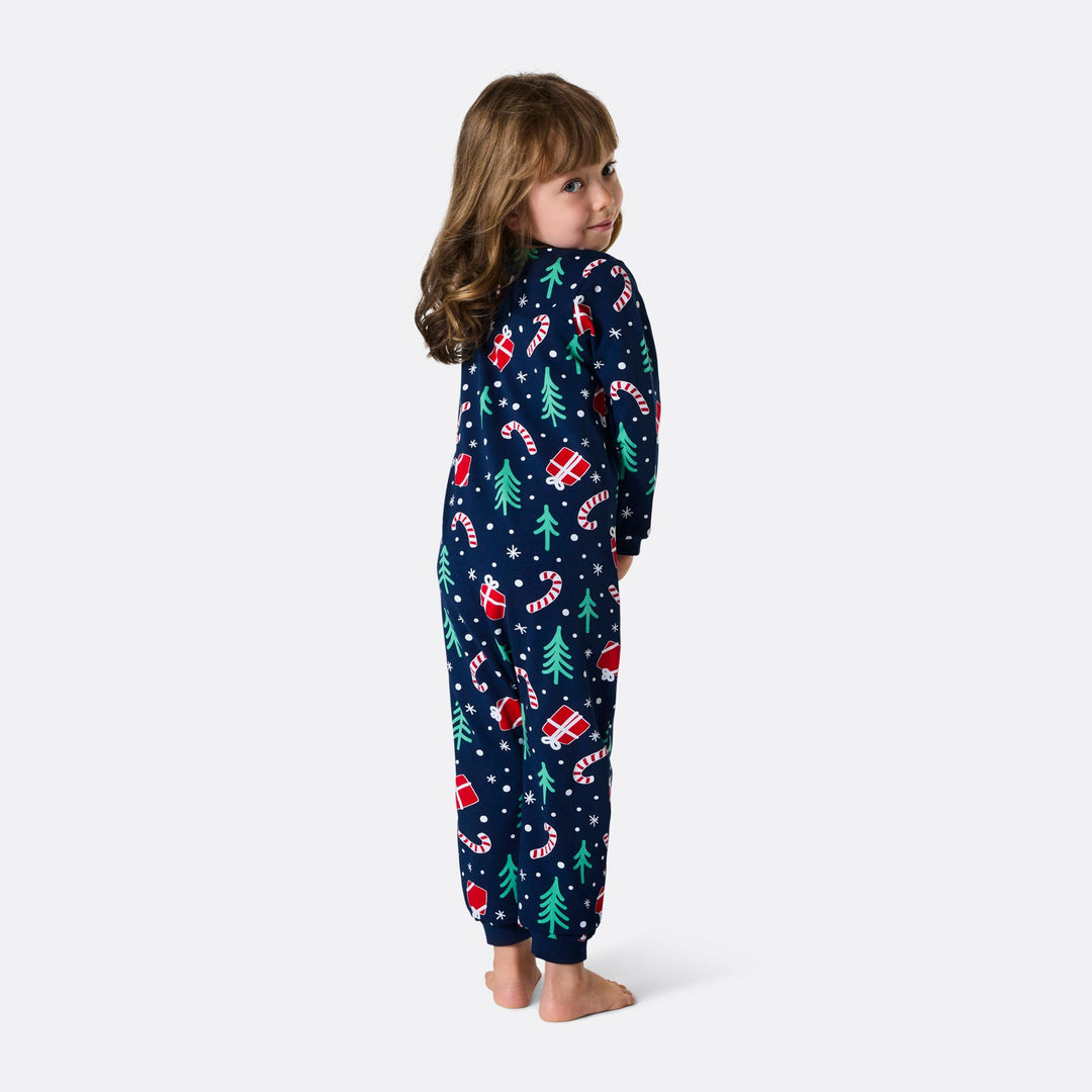Kids' Blue Christmas Pattern Overall Christmas Pyjamas
